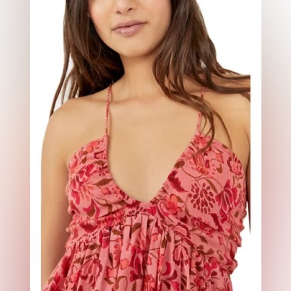 New FREE PEOPLE Viscose PIXIE floral tunic top J281 - Picture 4 of 6